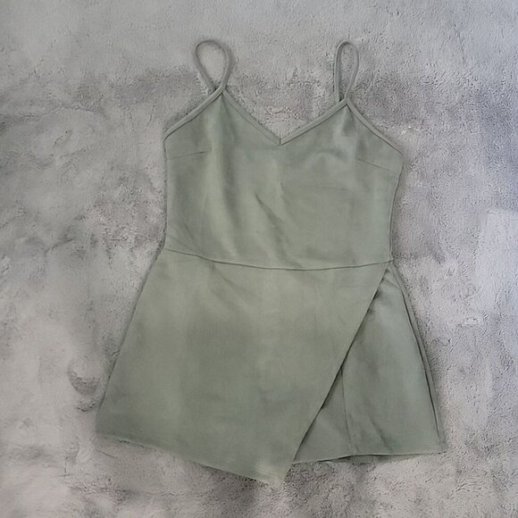 Popular Basics Pants - Popular Basics Green Faux Suede Skort Romper NWOT SIZE Large